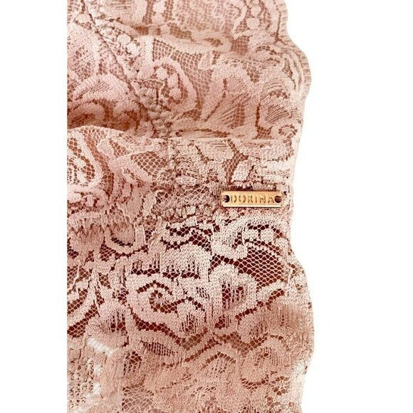 DORINA Woman's Sz S Dusty Pink Lace V Neck Bralette - Picture 3 of 7